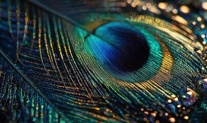 Naklejka premium Close-up of a peacock feather
