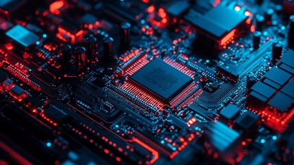 Obraz premium Modern electronic elements on a nice computer board