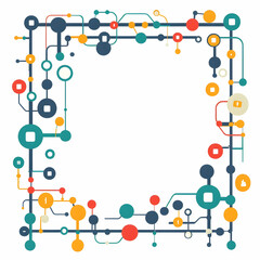 Flat Blockchain and Dollar Path Frame Concept: Modern Financial Design with Nodes and Ample Copy Space for Secure Transactions - Simple Vector Illustration