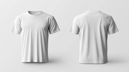 A plain white t-shirt displayed from the front and back for design or promotional purposes.
