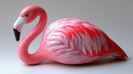 Obraz premium Plastic flamingo lawn ornament on white background