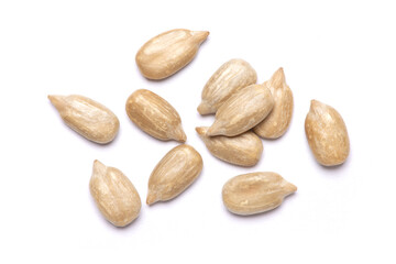 pile of sunflower seeds isolated on white