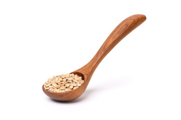 Sunflower seed in wooden spoon