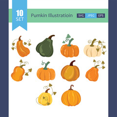 Vector pumpkin illustration set isolated on white