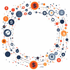 Obraz premium Futuristic Flat Quantum Computing and Dollar Symbols Frame: A Smart Business Vector Illustration Highlighting AI's Role in Financial Cost Management