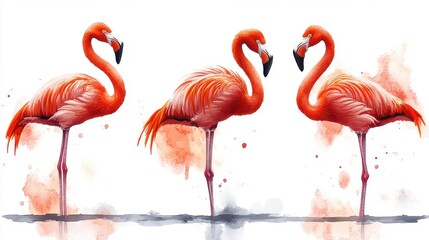 Repeating flamingo design, isolated on white