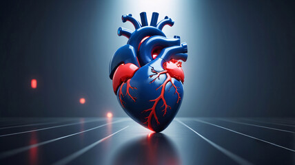 Heart at the center with spotlight. close up shot, World heart day.