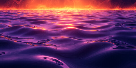 An abstract water surface background with a Halloween theme, featuring dark ripples in deep purples and blacks, accented by eerie orange reflections. 