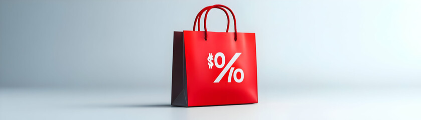 Vector Illustration of Shopping Bag with Percentage Sign Isolated on White Background - Perfect for Black Friday Discounts and Promotions in Clean, Simple Design