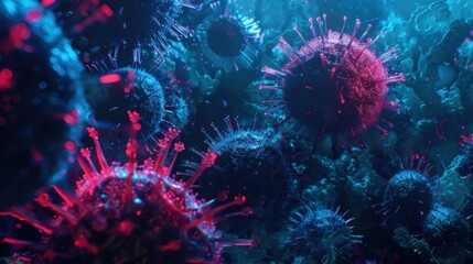 Close up of virus cells