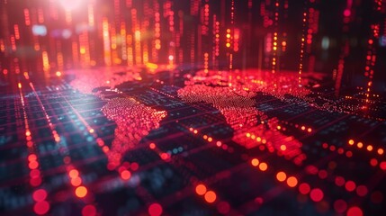 Abstract Digital Finance in the Online World By Mobile Internet, Transactions in Online Systems On the background is a digital map, internet, stock trading. Connected all over the world 