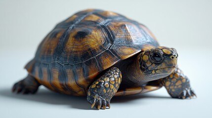 Obraz premium Turtle crawling on a white background