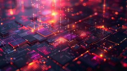 Fototapeta premium High tech, science, futuristic modern concept. Digital technology, deep learning and big data. Detailed abstract isometric vector illustration for screen template or banner background 