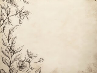 Obraz premium A Large Blank White Paper with Ink Drawings of Leaves