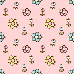 Cute Pastel Flower Seamless Pattern