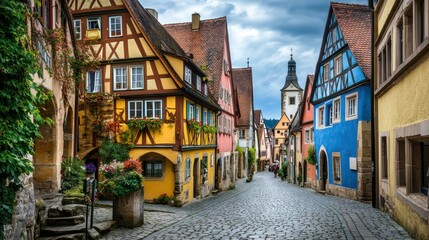 Fototapeta premium Beautiful streets with colorful houses