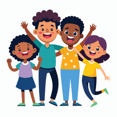 black people team illustration on white background