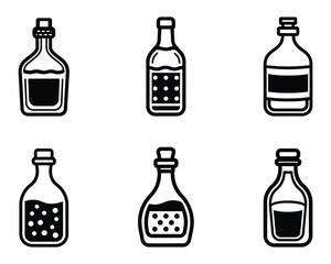 Bottle icon bundle set design in vector style