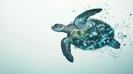 Graceful Sea Turtle Swimming in Tropical Ocean Underwater
