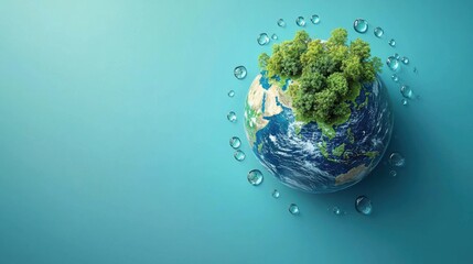 Vibrant Planet Earth Surrounded by Lush Greenery and Renewable Energy Symbolizing Environmental Sustainability
