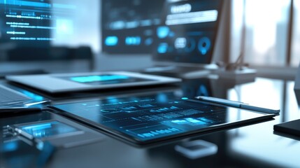 High-tech digital planning tools displayed on a sleek modern desk