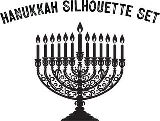 Menorah Silhouette. Candlesticks silhouette. hanukkah, menorah and lights ceremony silhouette. 
