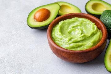Avocado face mask application, cosmetics, nourishing nature