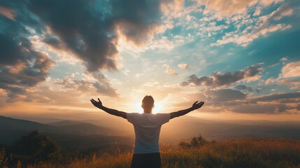 52. A person with open arms, welcoming expression