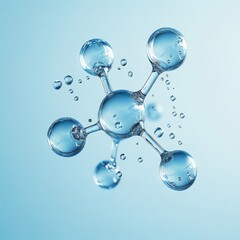 Abstract Water Molecule Structure on Blue Background