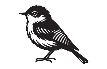 Obraz premium Vector art of European small bird of silhouette vector illustration