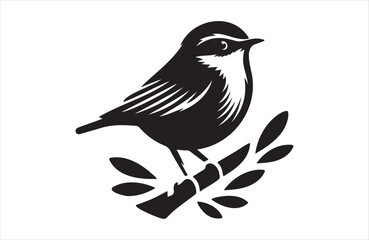 Vector art of European small  bird of silhouette vector illustration