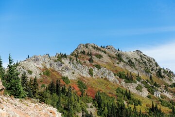 Hiking views on Naches Peak Loop Trail at Mount Rainier