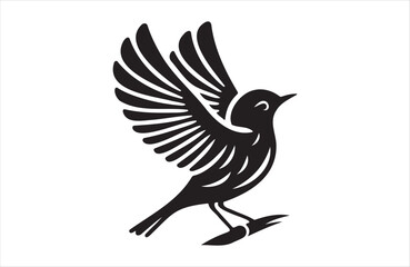 Obraz premium Vector art of European small bird of silhouette vector illustration