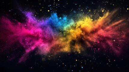 Fototapeta premium A striking explosion of vibrant colors fills the dark space, creating an artistic visual experience that captivates the senses