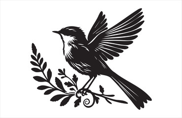 Obraz premium Vector art of European small bird of silhouette vector illustration