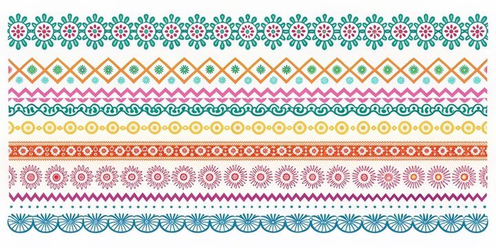 Colorful Floral Border Design, Decorative, Pattern, Ornament