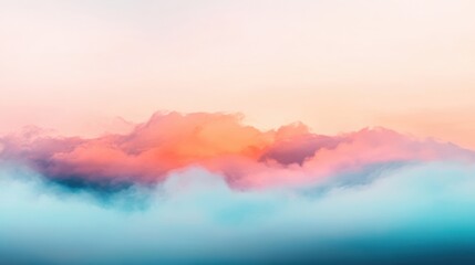 A gentle mix of pink and blue clouds drifts harmoniously across the sky, evoking a sense of tranquility and wonder at sunrise