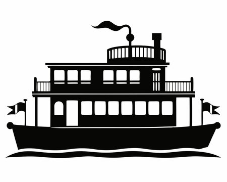 recommend clip art: riverboat silhouette vector illustration