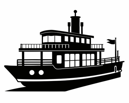 recommend clip art: riverboat silhouette vector illustration