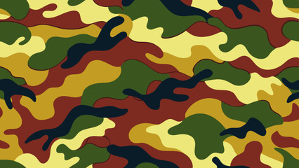 Seamless Pattern Military Camouflage Texture in Retro Colors