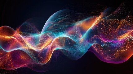 Obraz premium Sound waves merging with light waves in an abstract design, highlighting the interconnectedness of sensory experiences