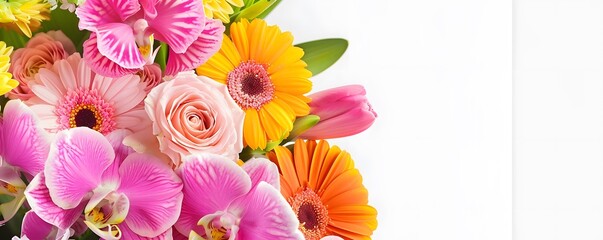 A Vibrant Bouquet of Orchids, Gerbera Daisies, and Roses