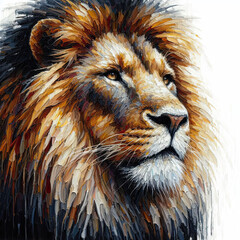 illustration painting of lion head