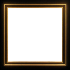 A gold framed white frame with a black border