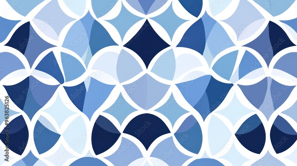 Aufkleber A blue and white patterned background with a blue and white design. The design is made up of squares and triangles