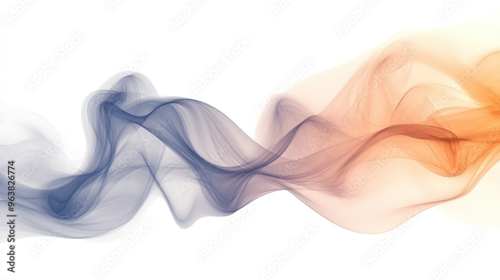Poster a blue and orange wave with a white background. the colors are vibrant and the wave appears to be fl