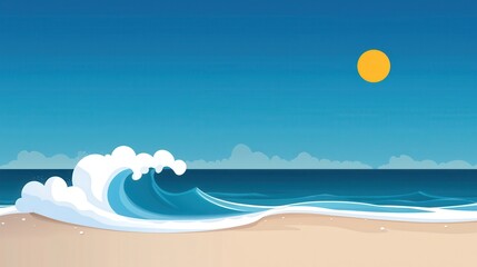 Sunny Beach with Clear Blue Sky and Ocean Waves - Perfect Summer Weather and Serene Coastal Climate