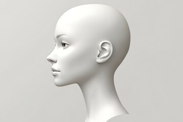 Synaptogenesis nociceptors and optic chiasm minimalistic 3d model of human head showcasing smooth facial structure and cranial anatomy