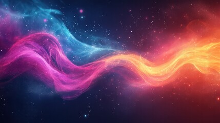 A colorful, swirling galaxy of stars and nebulae. The colors are vibrant and the stars are scattered throughout the image. Scene is one of wonder and awe