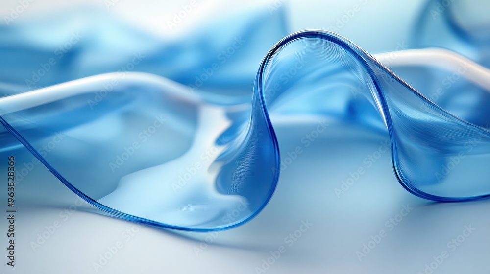 Poster a blue fabric with a wave pattern